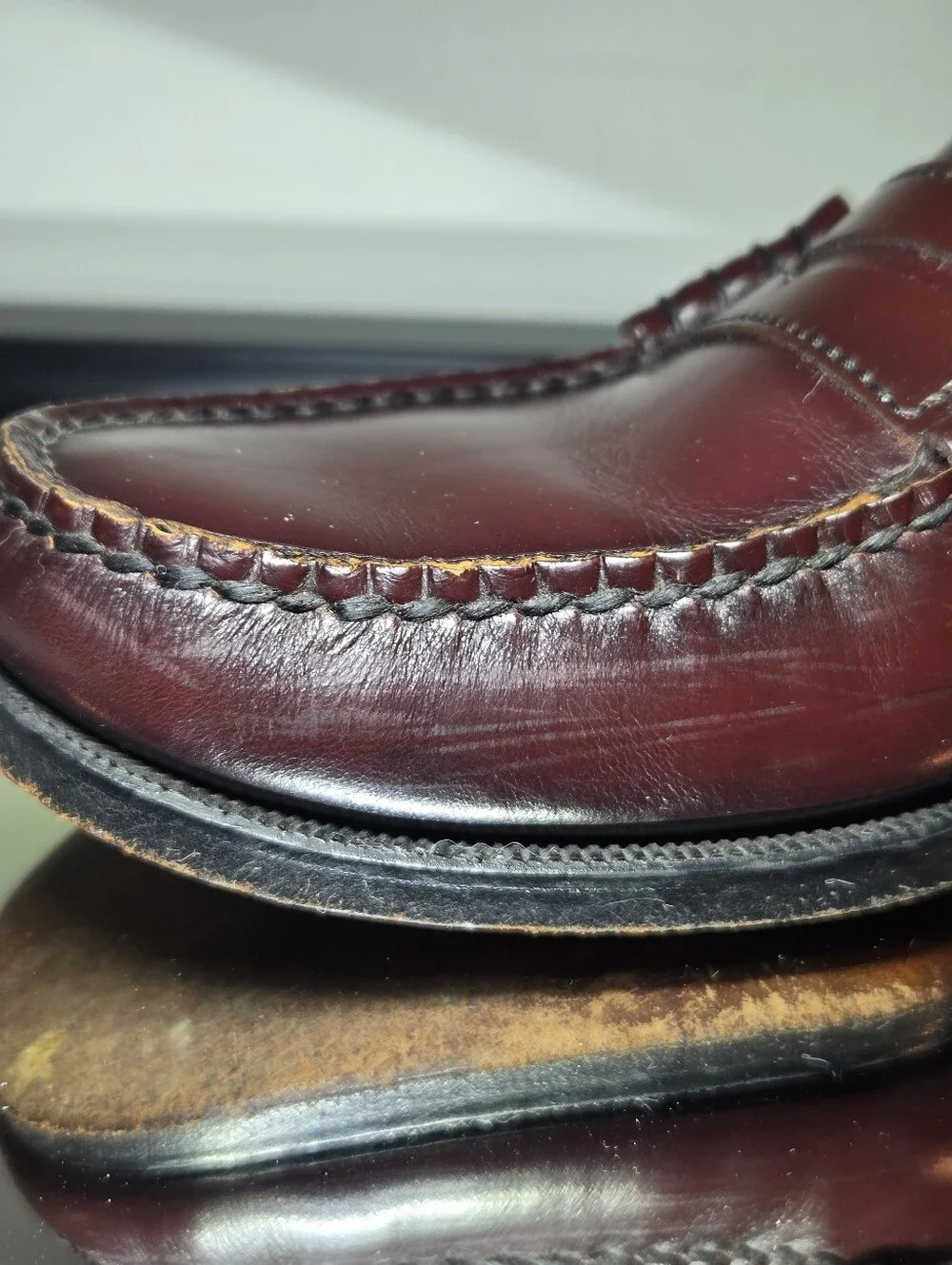 Florsheim Berkley Penny Loafers Men's 9 Mock Toe Burgundy Slip On Classic Preppy